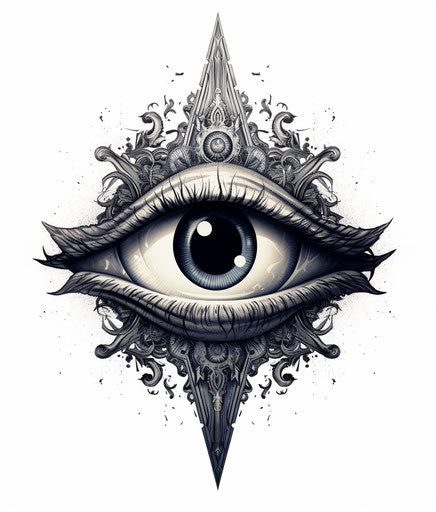 All seeing eye art in the dark isolated on white