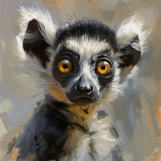 Wide-eyed lemur, curious look, Aaron Blaise style