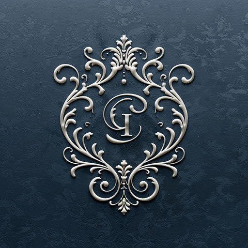 Brand logo design with monogram and delicate filigree