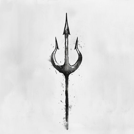 Minimalist trident tattoo design in black ink