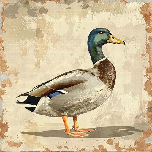 Duck clipart in photo realistic style with vintage filter