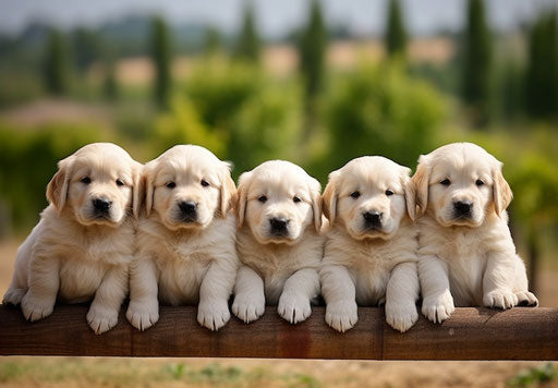 Golden retriever puppies, untrained style, dark green and dark white, dark white and light maroon, long distance and deep, dark white and dark gold 33:23