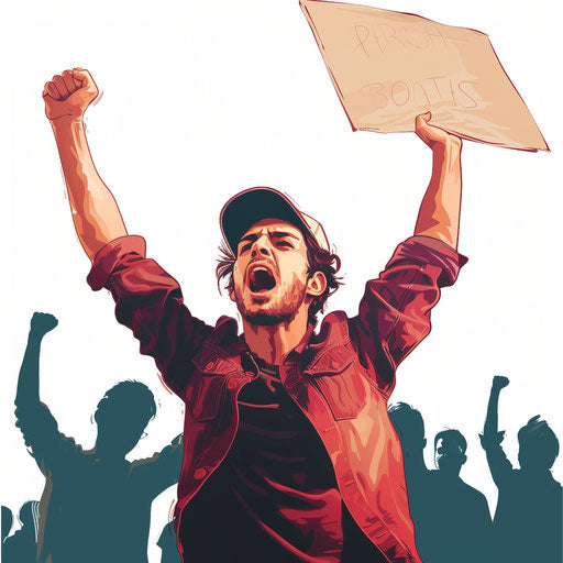 Protest clipart in photo realistic style, high detail focus