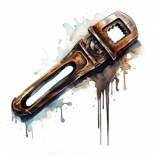 Wrench clipart in the style of Oil painting, on a white background