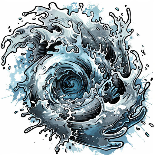 Dynamic flat tattoo sketch of swirling tornado spiral