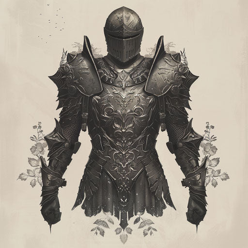 Elaborate tattoo sketch of Dark Souls inspired armor