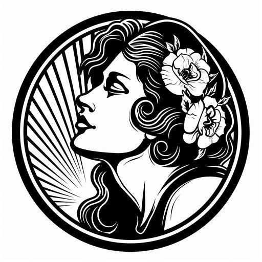 Flat tattoo sketch of the Virgo zodiac sign