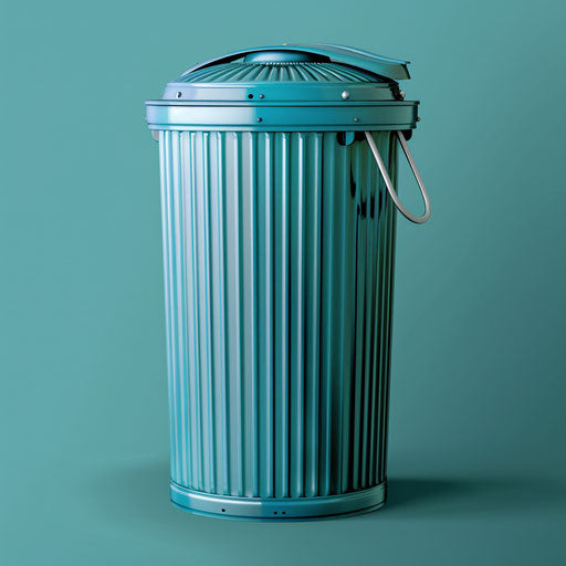 Realistic trash can clipart with flat teal background