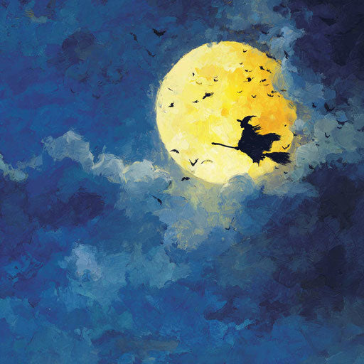 Full Moon and Bats in the Twilight Sky