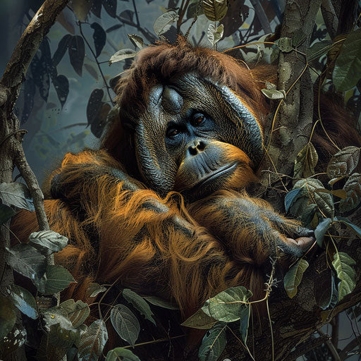 Tapanuli orangutan skillfully crafting a nest for the night