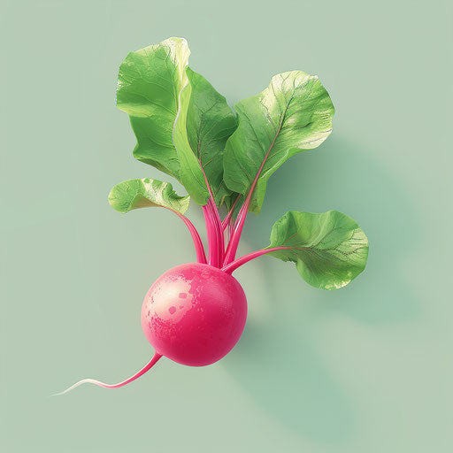 Realistic radish clipart with flat random background