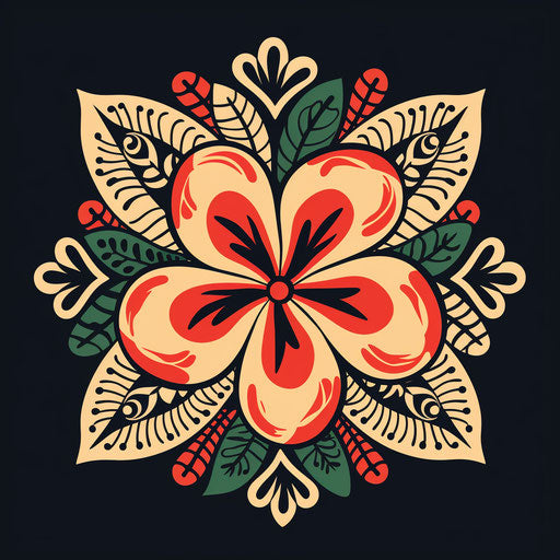 Polynesian flower seamless tattoo design