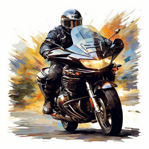 Motorcycle clipart in the style of oil painting on white background