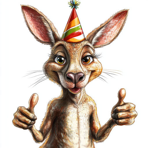 Humorous caricature of a kangaroo with human characteristics