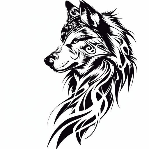 Italian wolf in tribal style on white background