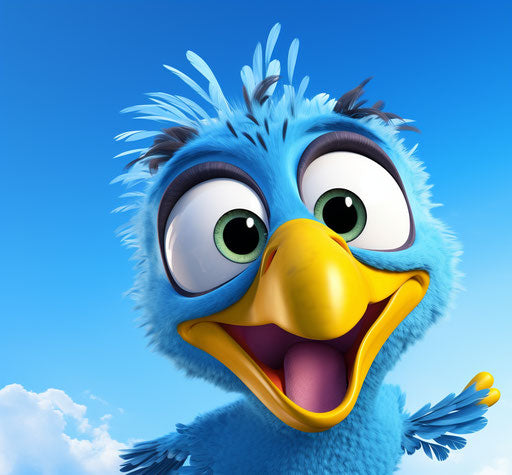 Cartoon bird with exaggerated features