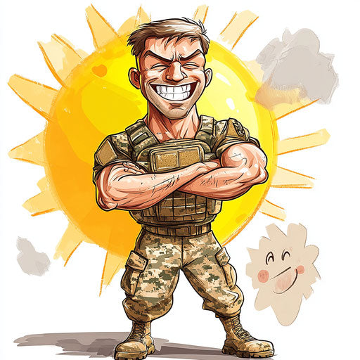 Dynamic Soldier Caricature Clipart for Visual Storytelling