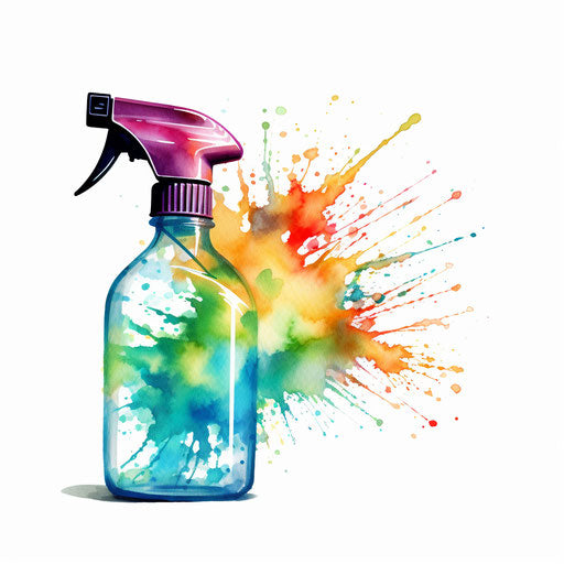 Spray bottle illustration in the style of Impressionistic Art
