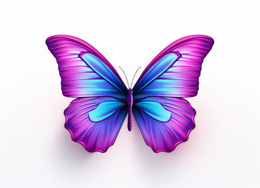 Purple and blue butterfly isolated on white, realistic yet stylized