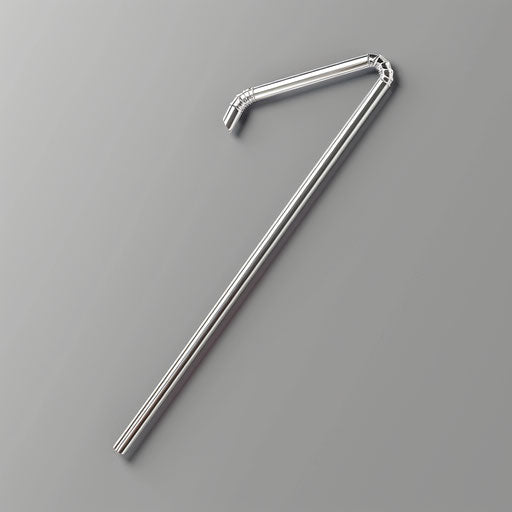 Flat silver background with glossy realistic straw