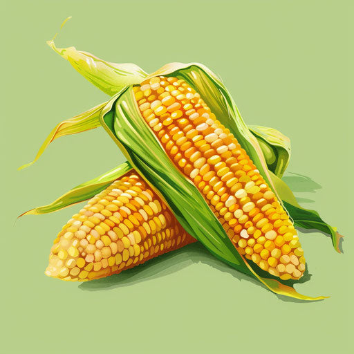 Photo realistic corn illustration on flat random background