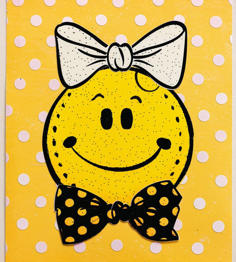 Smiley face headband with bow, animated gifs style