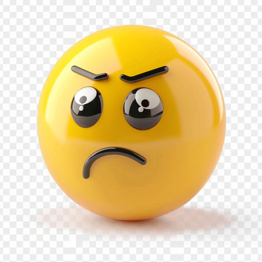 Yellow emotion on transparent background, in the style of surprisingly absurd