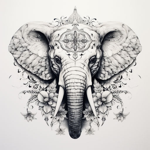 Mandala elephant: minimalistic symmetry nature patterns