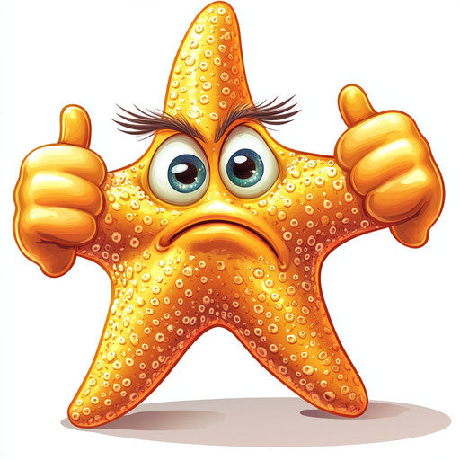 Humorous caricature of a starfish with human characteristics