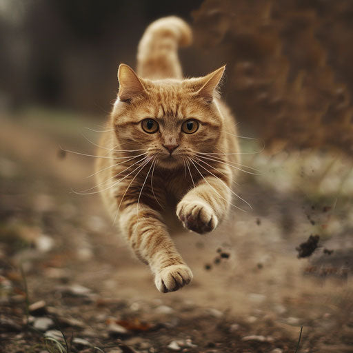 chubby cat on the run