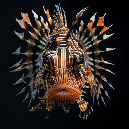 Lion fish exploring its environment, curious and detailed