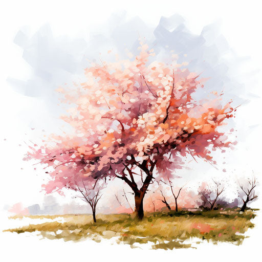 April clipart in the style of oil painting, on a white background