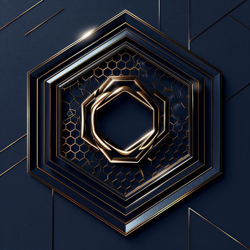 Luxury digital marketing logo with metallic detailing on navy background