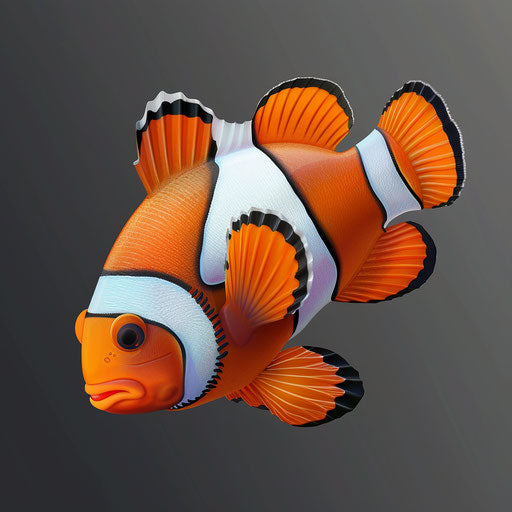 Realistic clownfish clipart with flat random metallic background