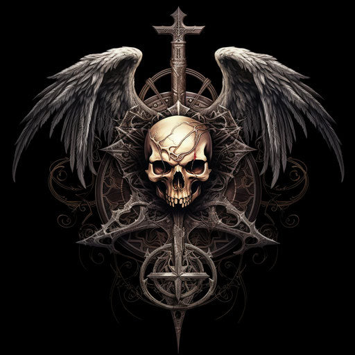 Skull pentagram wings cobra style layered european