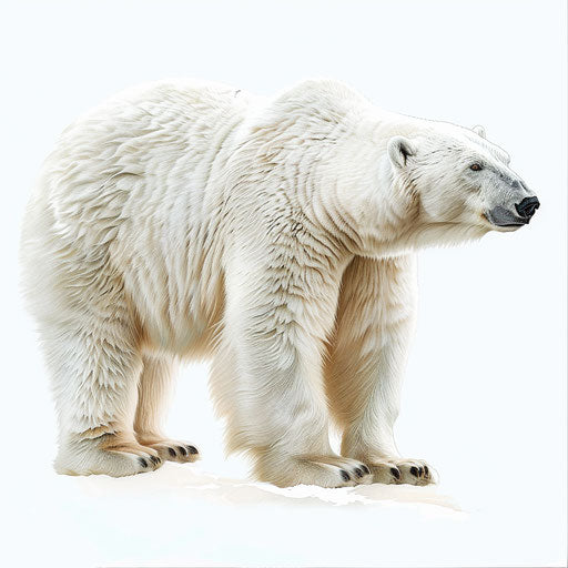 Realistic polar bear illustration on white background