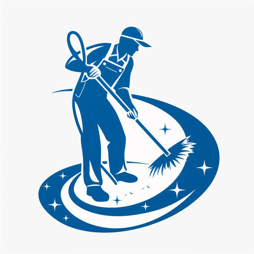 Blue and white cleaning company logo with professional background