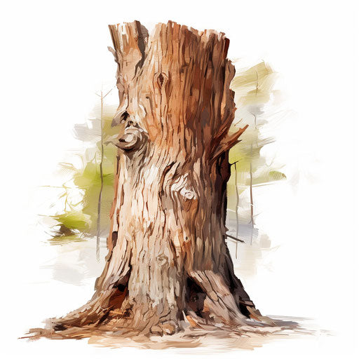 Illustration of a tree trunk in oil painting style