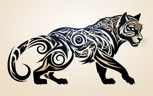 Tribal tiger tattoo, mary anning style, papua art