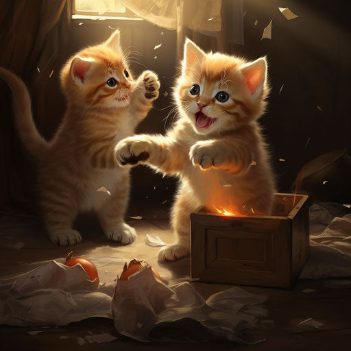 Ginger cat kittens playing