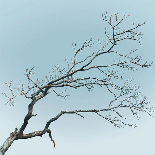 Tree branch illustration with flat blue background
