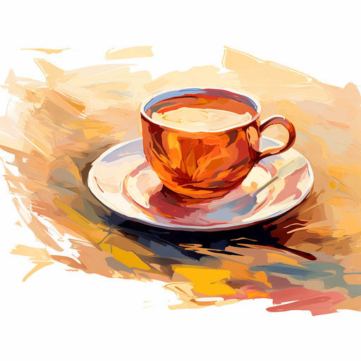 Tea illustration in Impressionistic style, white background