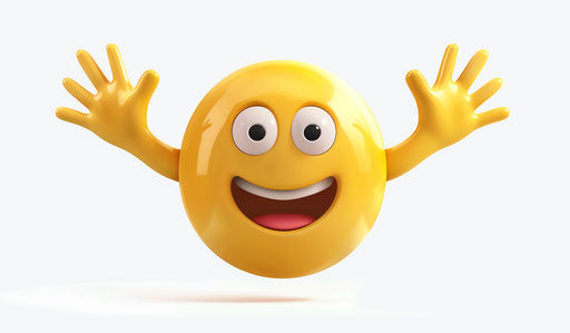 Yellow smiley face with hands in the air