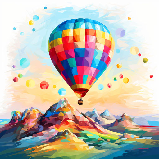 Air balloon clipart in the style of Impressionistic Art, on a white background
