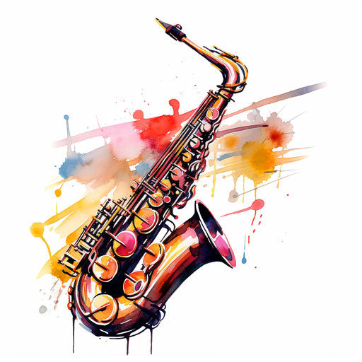 Saxophone illustration in the style of Impressionistic Art
