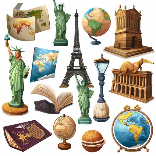 Social studies clipart in photo realistic style