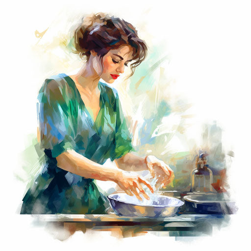 Dishes clipart in the style of Impressionistic Art, on white background