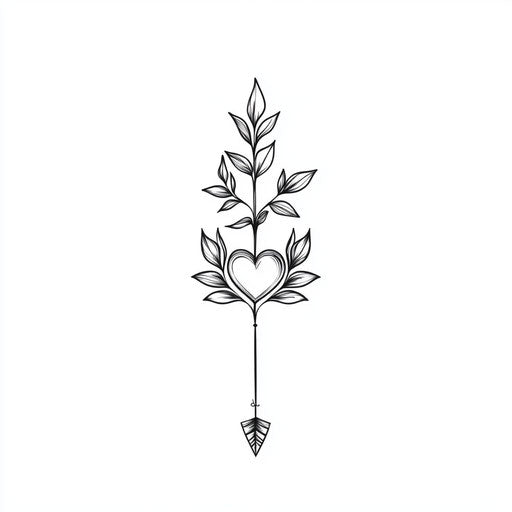 Minimalist arm tattoo for women with heart and arrow