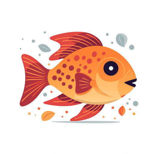 Adorable fish artwork in a minimalist style, on white background