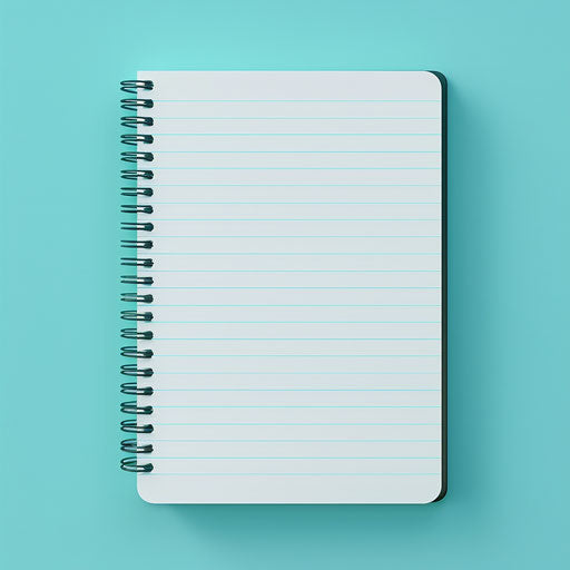 Realistic notepad clipart on turquoise background